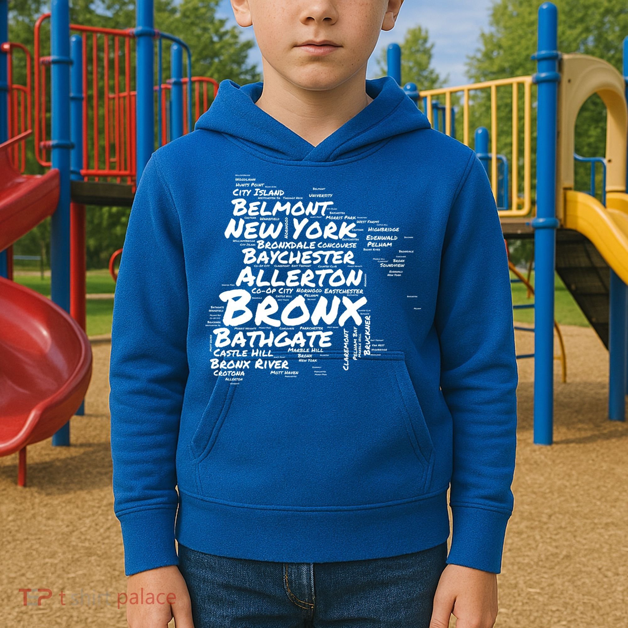 Boogie Down Bronx Neighborhoods Word Cloud Bronx New York Cute Gift Kids Hoodie