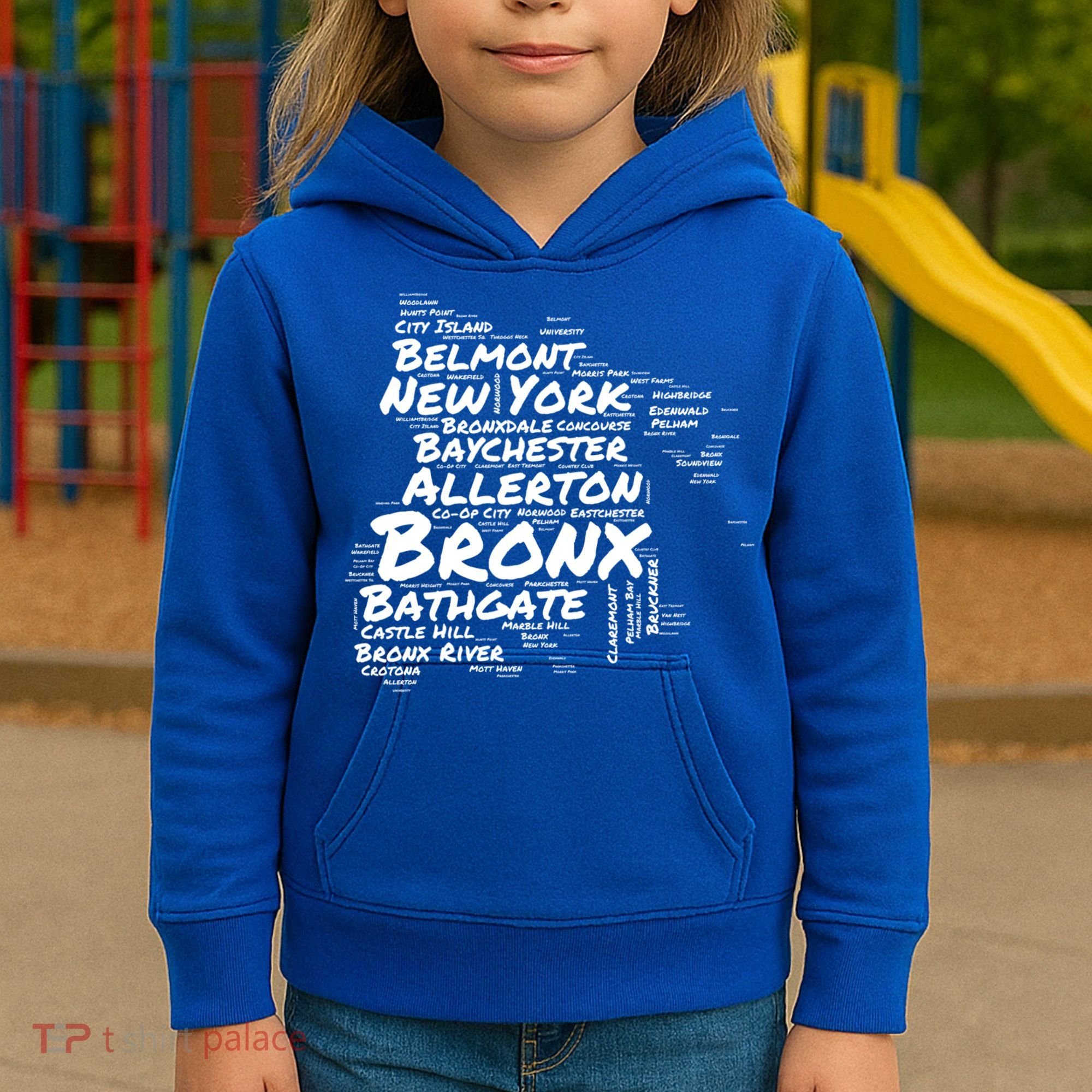 Boogie Down Bronx Neighborhoods Word Cloud Bronx New York Cute Gift Kids Hoodie