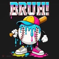 Baseball Drip Bruh Ice Cream Meme For Son Grandson  Kids Hoodie thumb 5