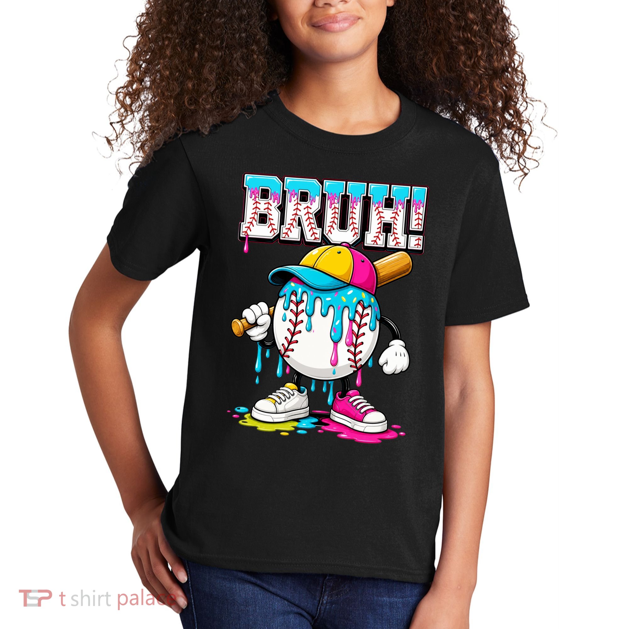 Baseball Drip Bruh Ice Cream Meme For Son Grandson  Kids T-Shirt