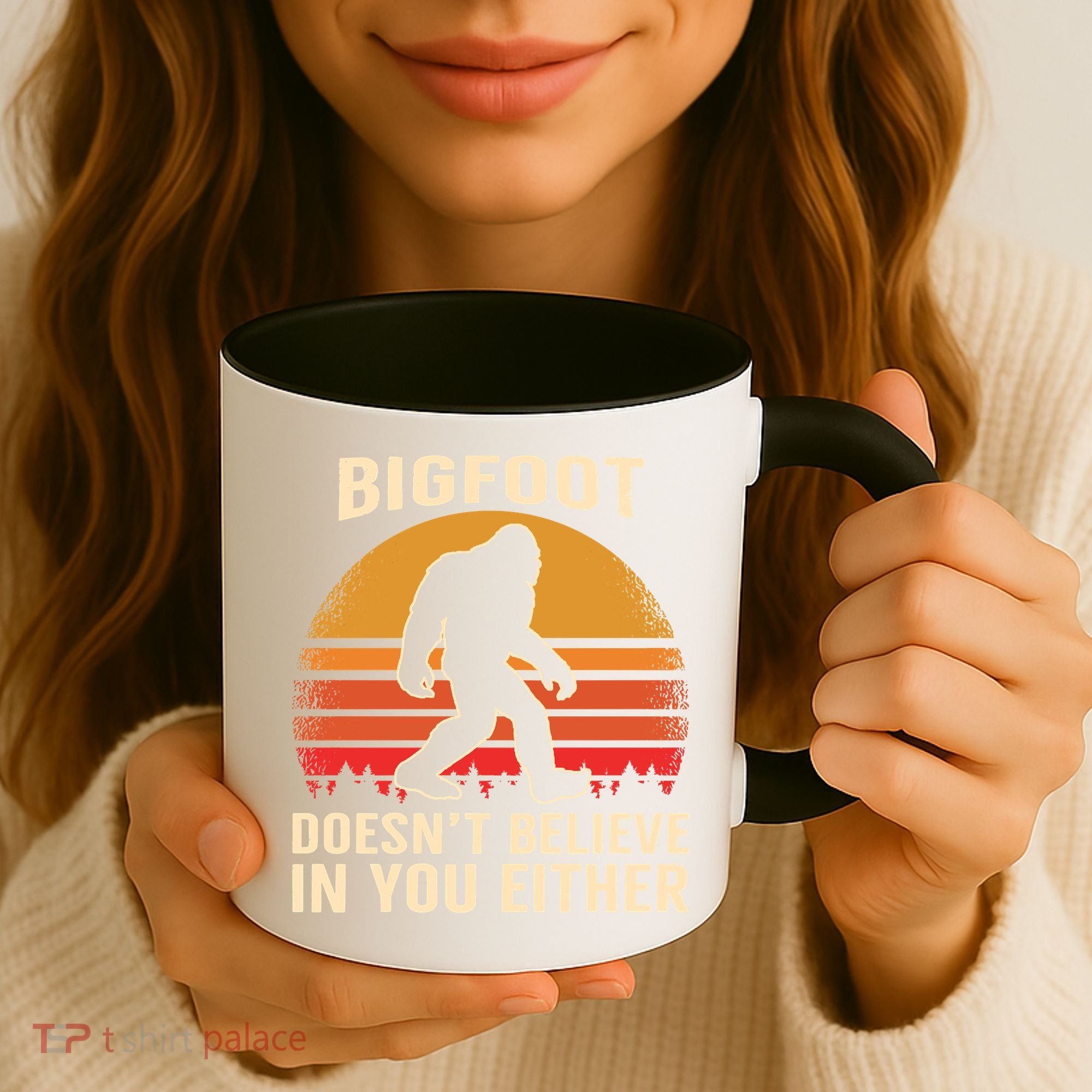 Bigfoot Doesnt Believe In You Either Bigfoot Sasquatch Retro Coffee Mug