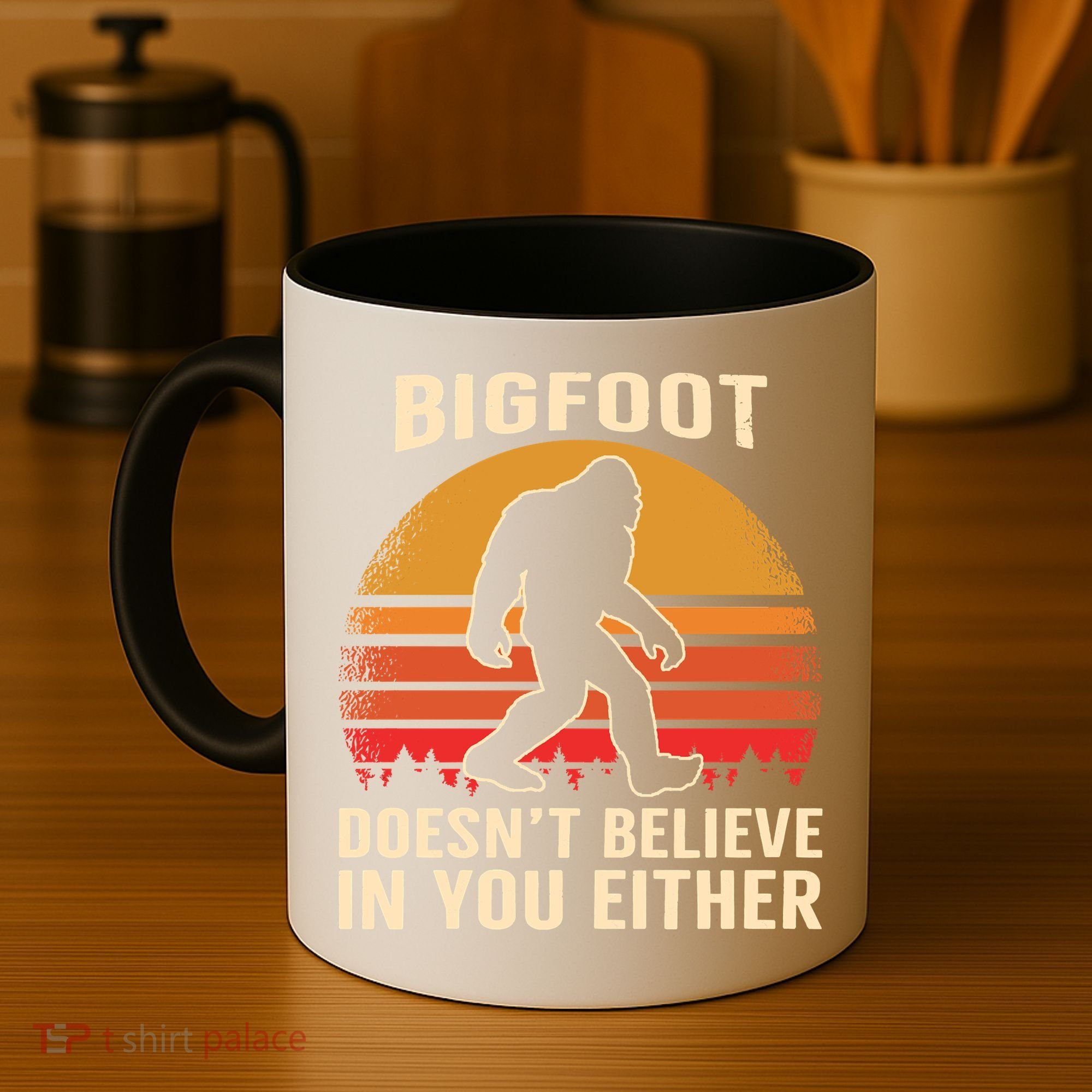 Bigfoot Doesnt Believe In You Either Bigfoot Sasquatch Retro Coffee Mug