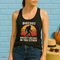 Bigfoot Doesnt Believe In You Either Bigfoot Sasquatch Retro Women's Tank Top thumb 2