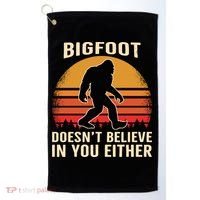 Bigfoot Doesnt Believe In You Either Bigfoot Sasquatch Retro Golf Towel thumb 0