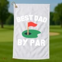 Best Dad By Par Golf Humor Father Gift Golf Towel thumb 1