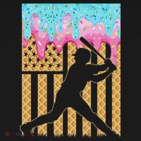 Baseball Drip Bat Boy Dripping Ice Cream American Flag USA-Made Doggie Bandana thumb 2
