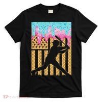 Baseball Drip Bat Boy Dripping Ice Cream American Flag T-Shirt thumb 0
