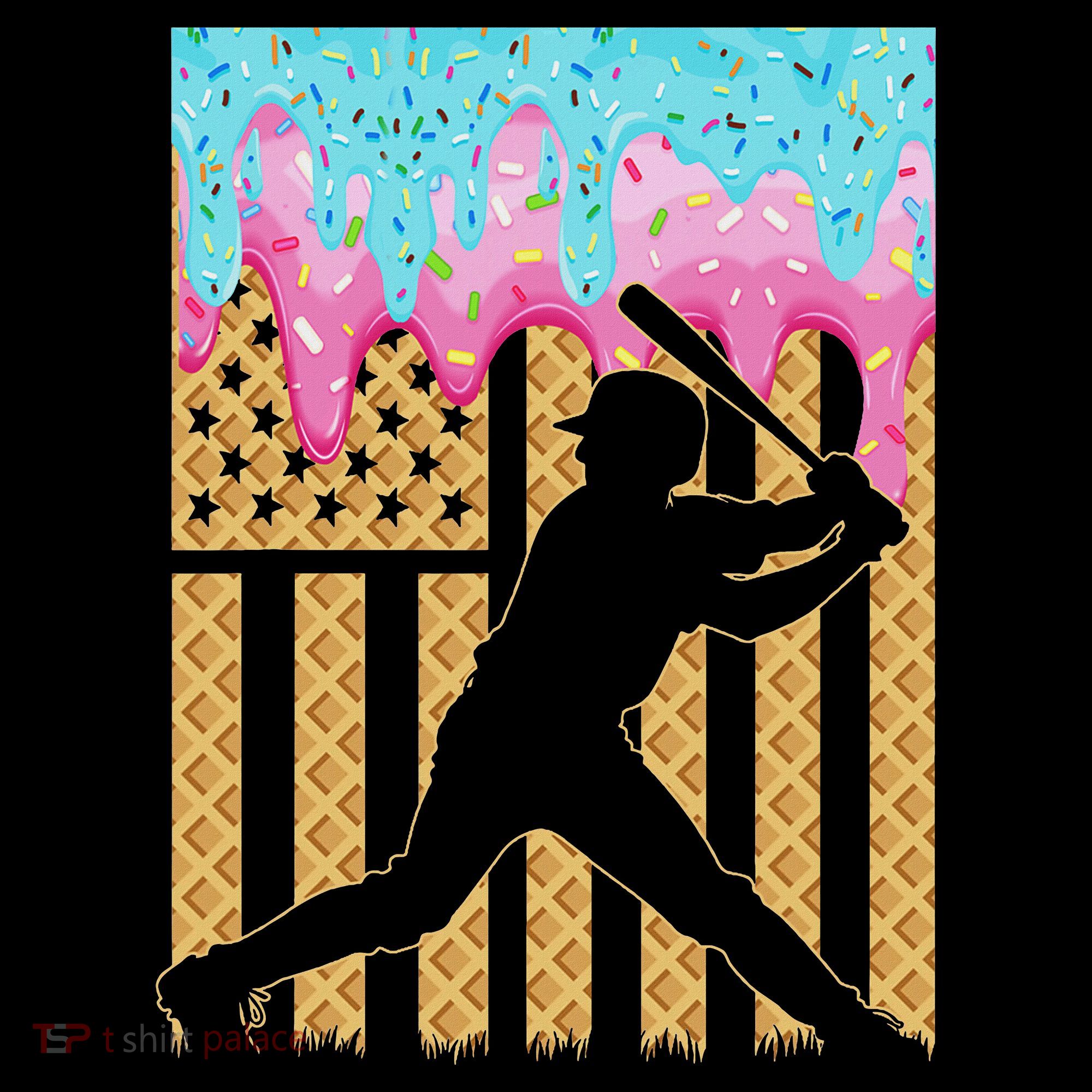 Baseball Drip Bat Boy Dripping Ice Cream American Flag Mousepad
