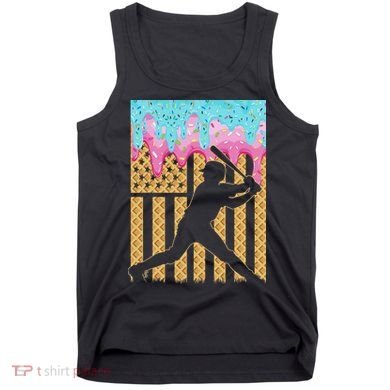 Baseball Drip Bat Boy Dripping Ice Cream American Flag Tank Top