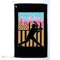 Baseball Drip Bat Boy Dripping Ice Cream American Flag Golf Towel thumb 0