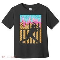 Baseball Drip Bat Boy Dripping Ice Cream American Flag Toddler T-Shirt thumb 0