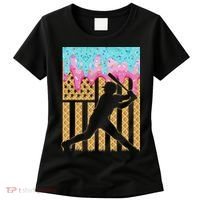Baseball Drip Bat Boy Dripping Ice Cream American Flag Women's T-Shirt thumb 0