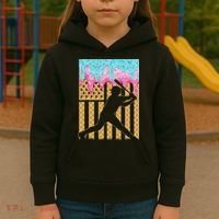 Baseball Drip Bat Boy Dripping Ice Cream American Flag Kids Hoodie thumb 3