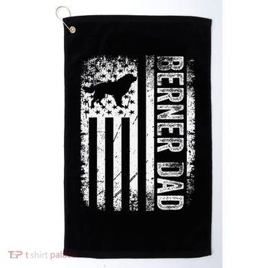 Bernese Dad Berner Mountain Dad American Us Flag Dog Golf Towel