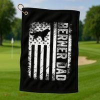Bernese Dad Berner Mountain Dad American Us Flag Dog Golf Towel thumb 1