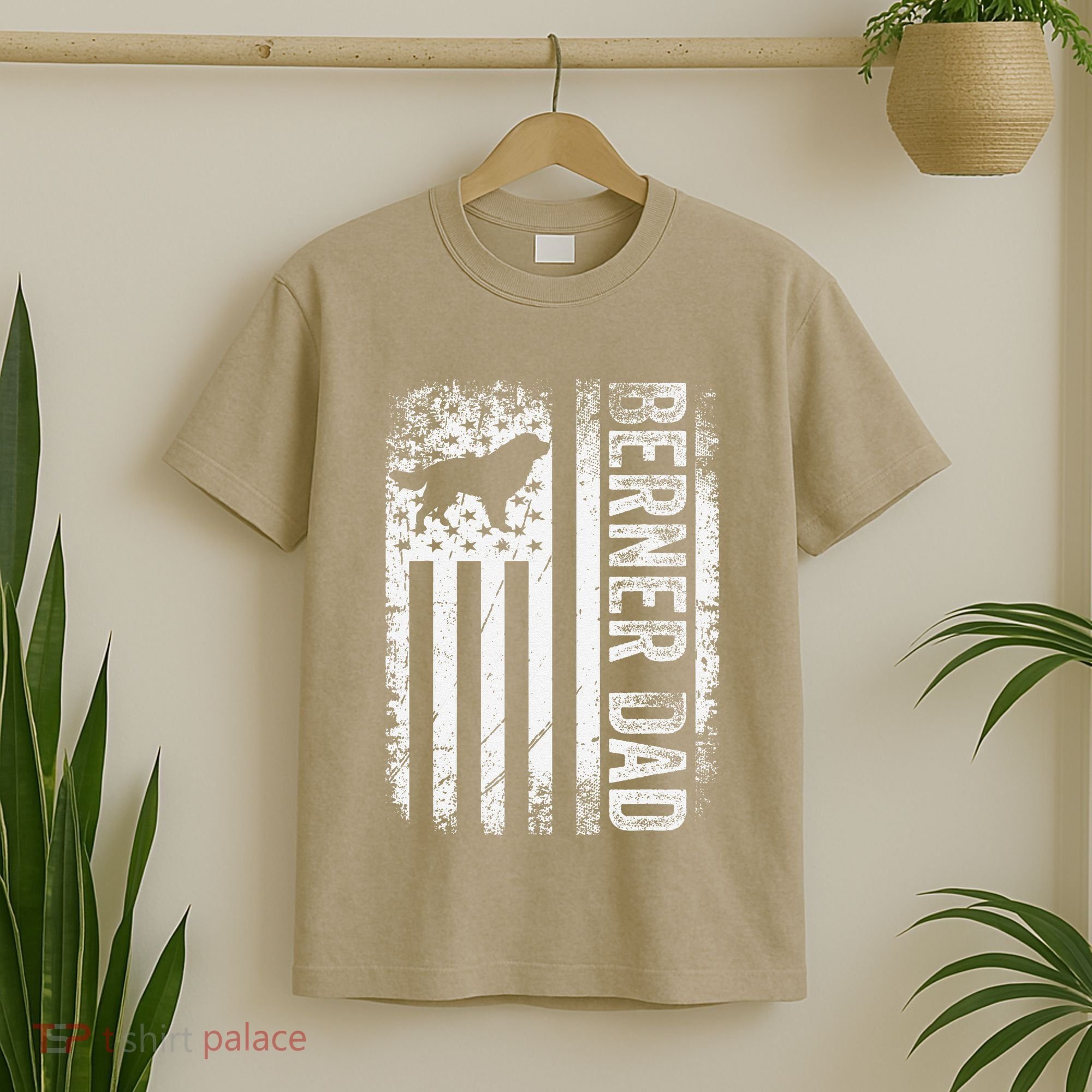 Bernese Dad Berner Mountain Dad American Us Flag Dog T-Shirt
