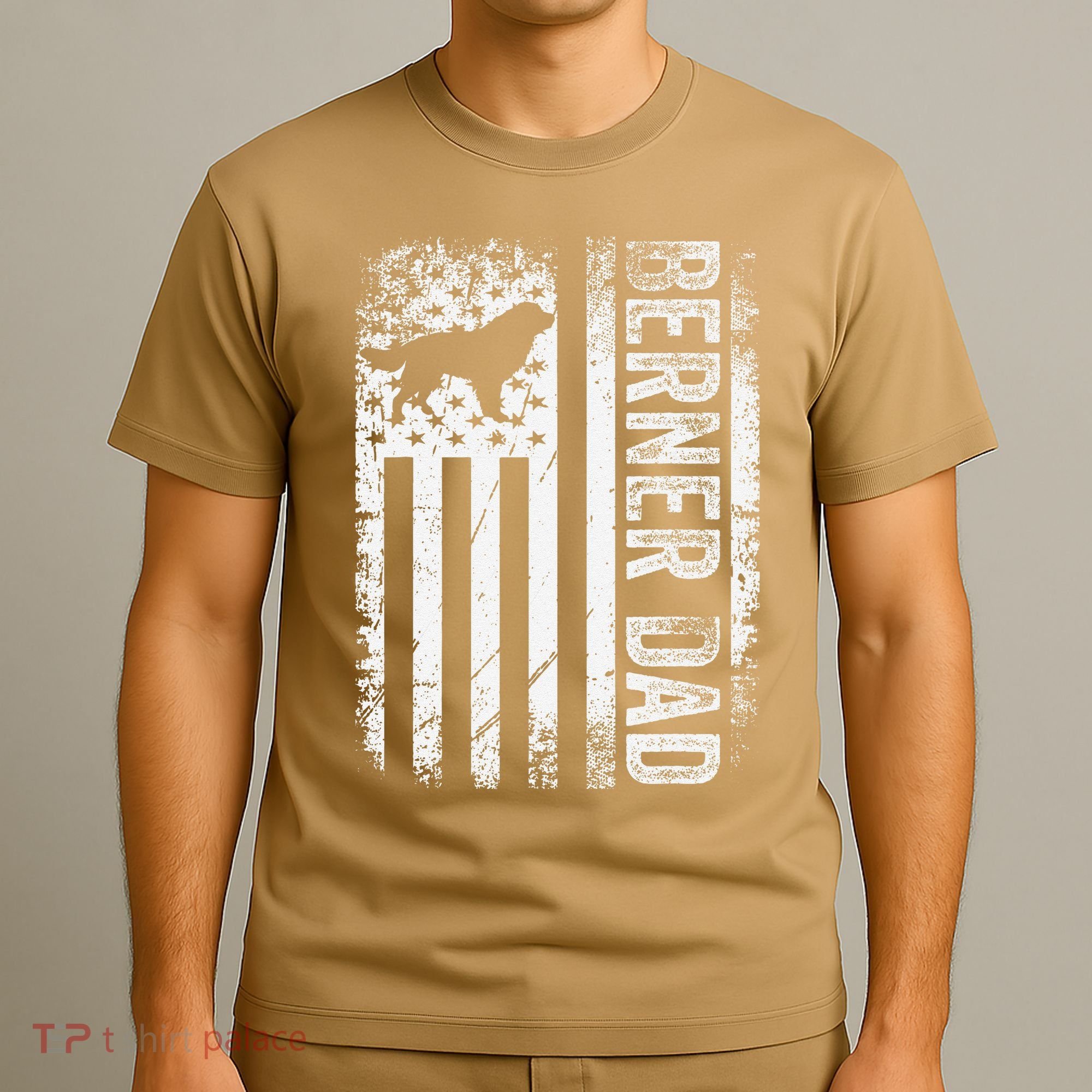 Bernese Dad Berner Mountain Dad American Us Flag Dog T-Shirt
