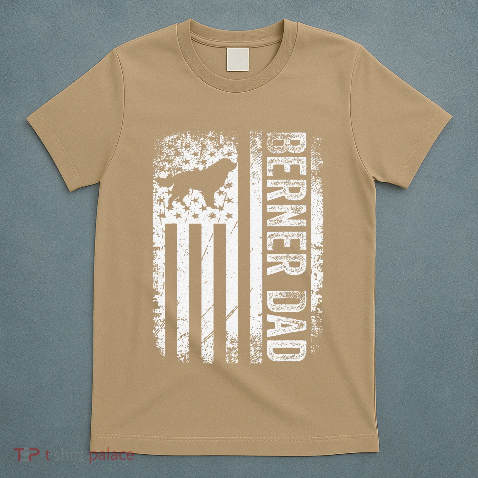 Bernese Dad Berner Mountain Dad American Us Flag Dog T-Shirt
