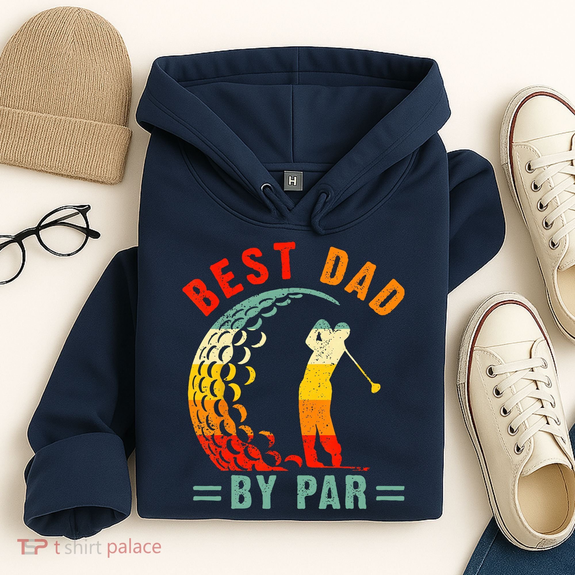 Best Dad By Par Funny Golf Daddy Fathers Day US Flag Gifts Hoodie