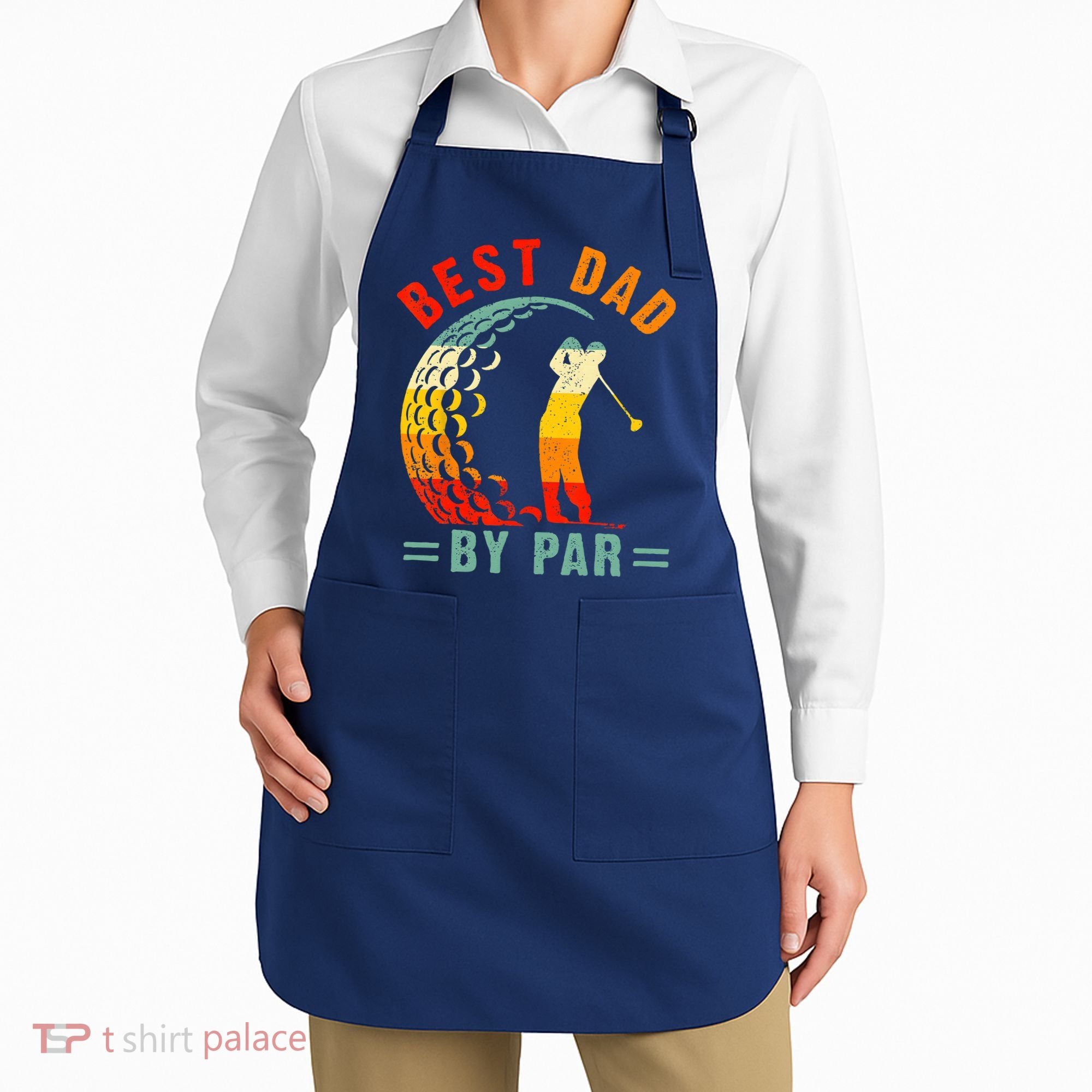 Best Dad By Par Funny Golf Daddy Fathers Day US Flag Gifts Apron