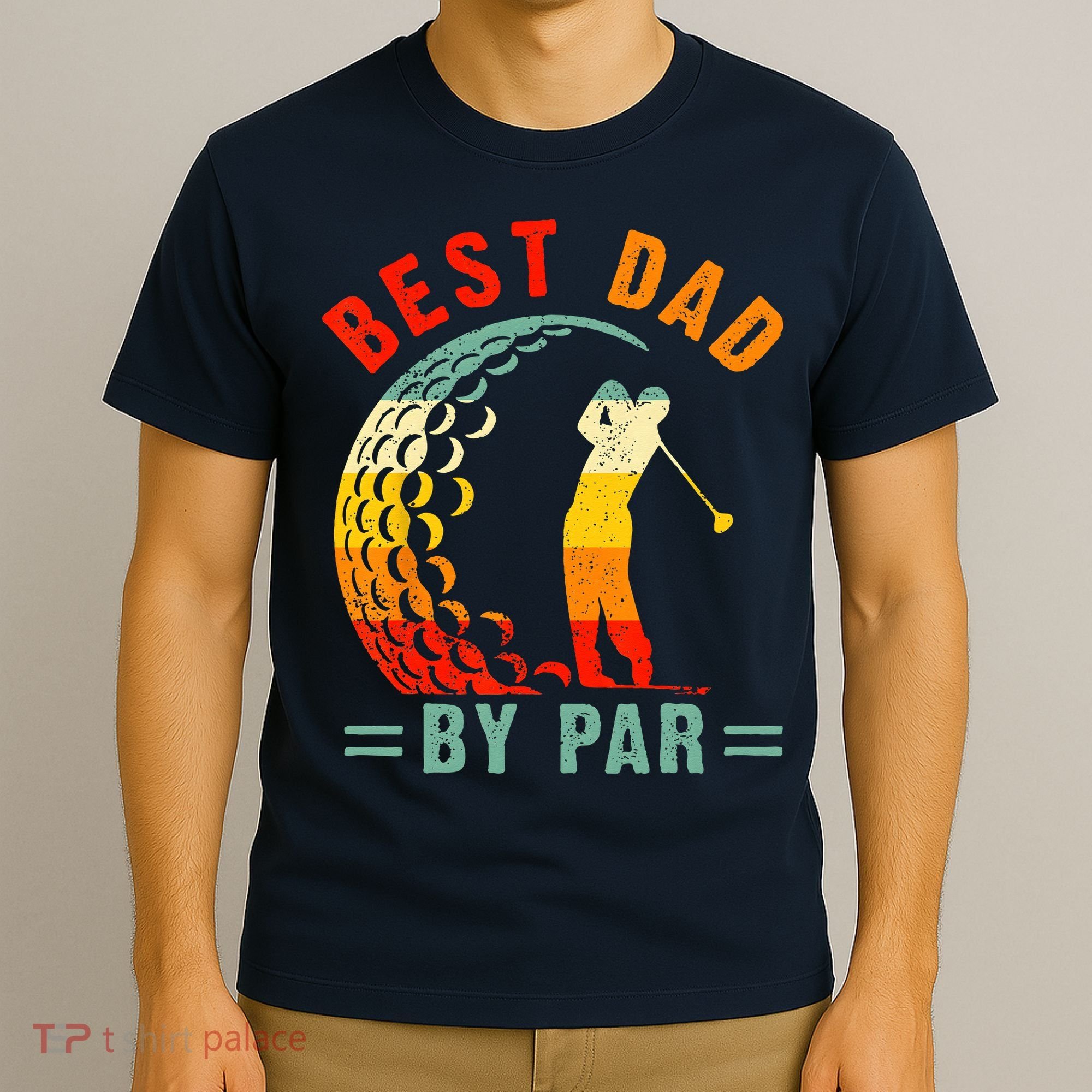 Best Dad By Par Funny Golf Daddy Fathers Day US Flag Gifts T-Shirt