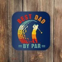 Best Dad By Par Funny Golf Daddy Fathers Day US Flag Gifts Coaster thumb 0