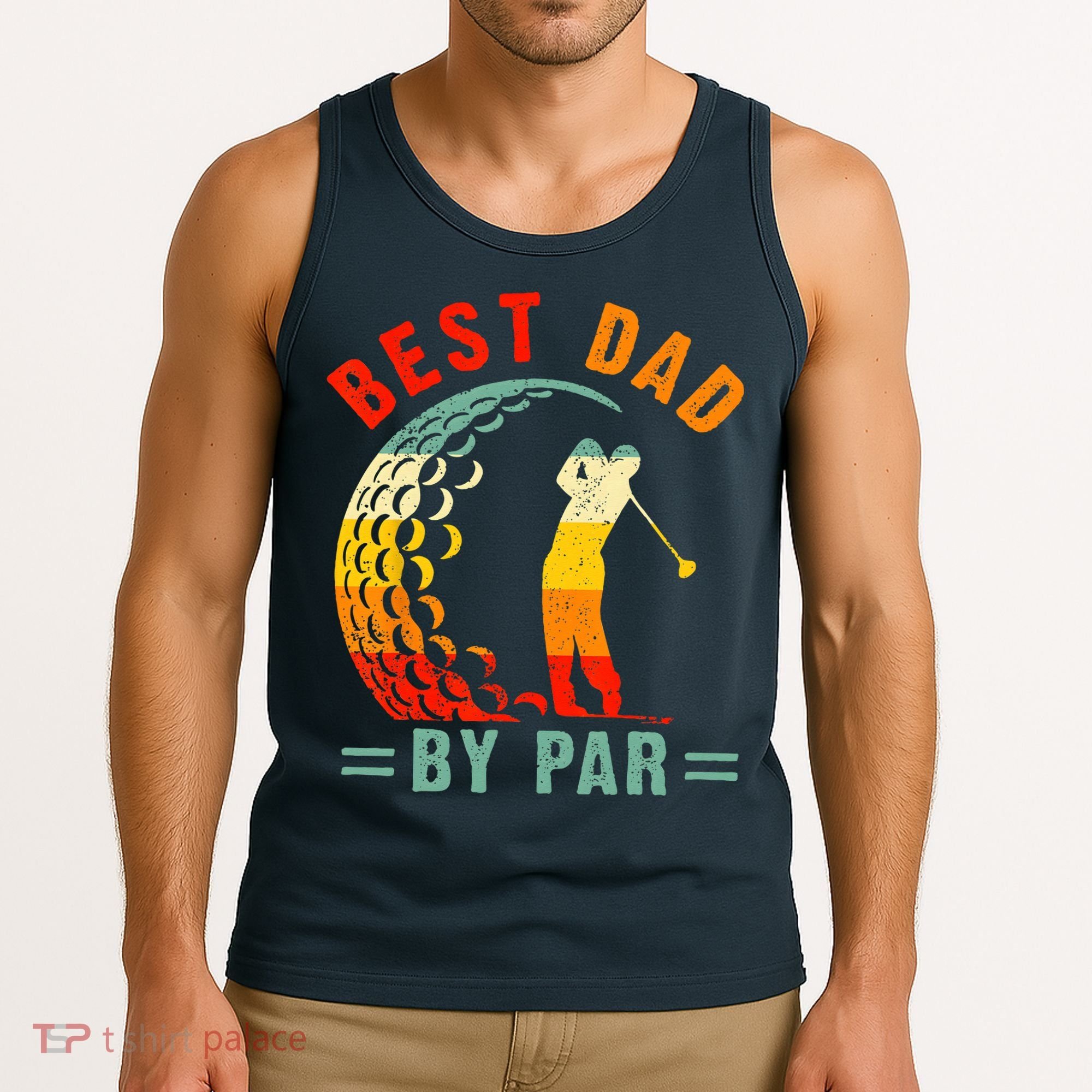 Best Dad By Par Funny Golf Daddy Fathers Day US Flag Gifts Tank Top