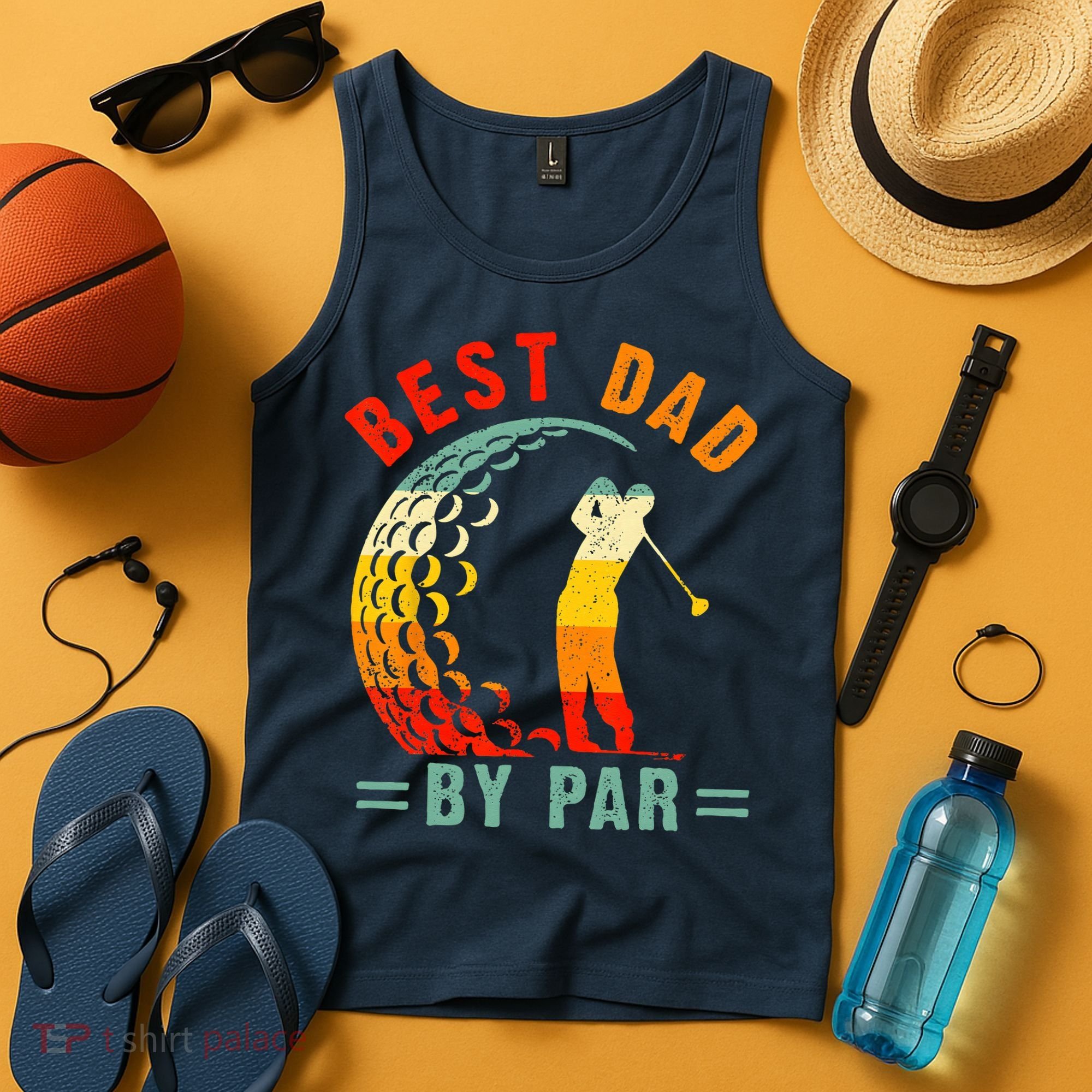 Best Dad By Par Funny Golf Daddy Fathers Day US Flag Gifts Tank Top