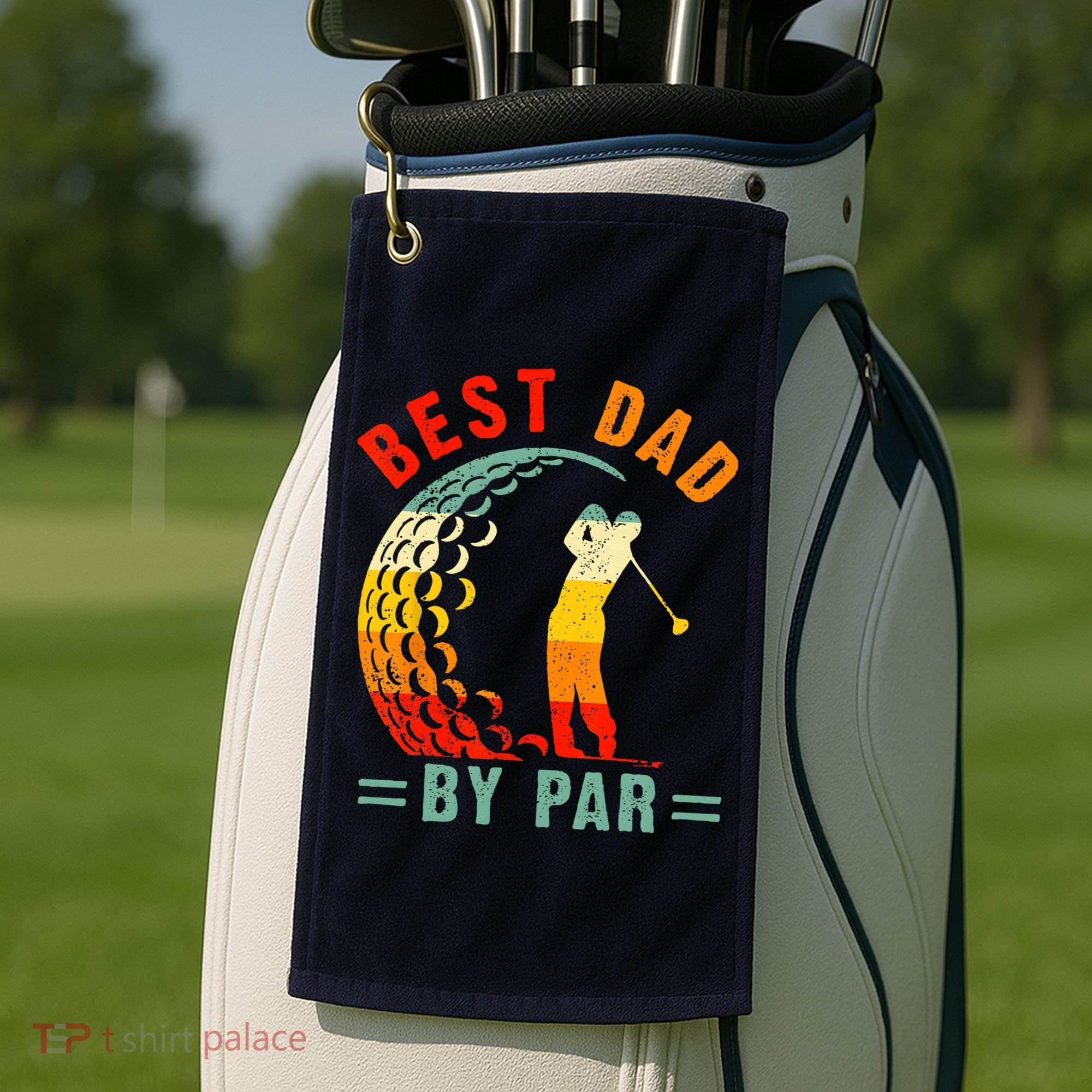 Best Dad By Par Funny Golf Daddy Fathers Day US Flag Gifts Golf Towel