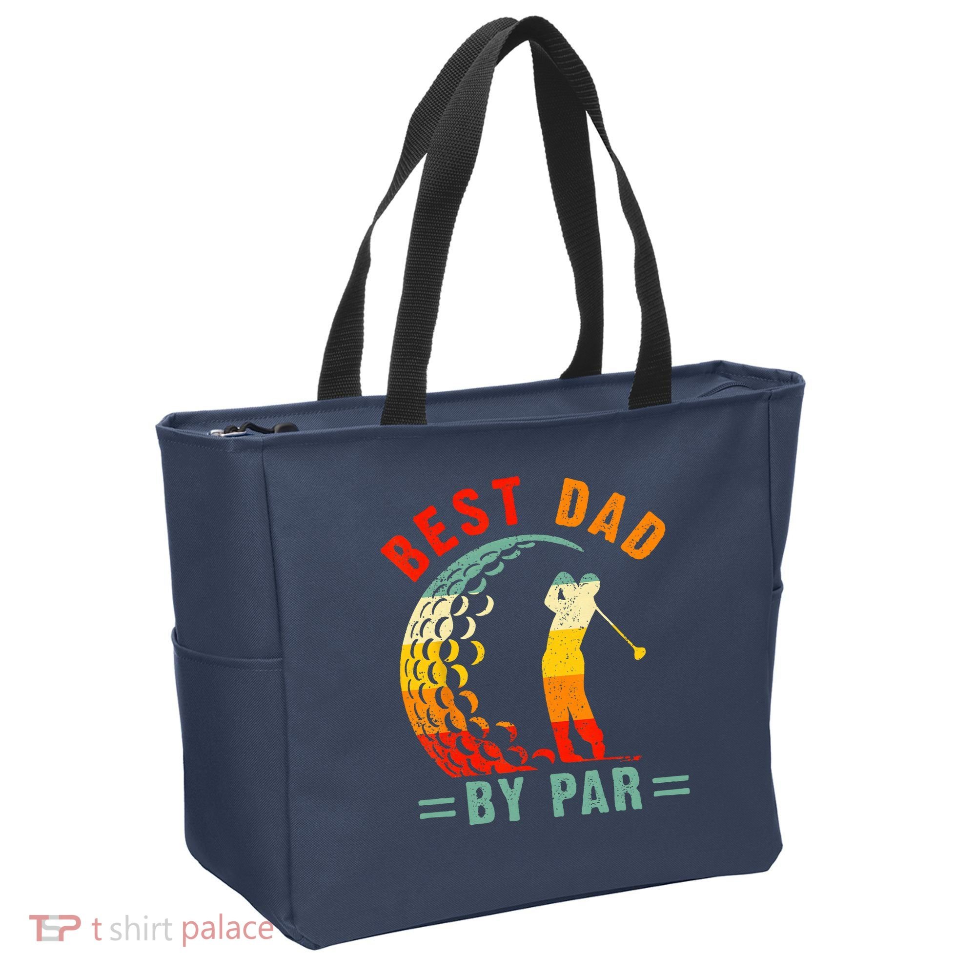 Best Dad By Par Funny Golf Daddy Fathers Day US Flag Gifts Tote Bag