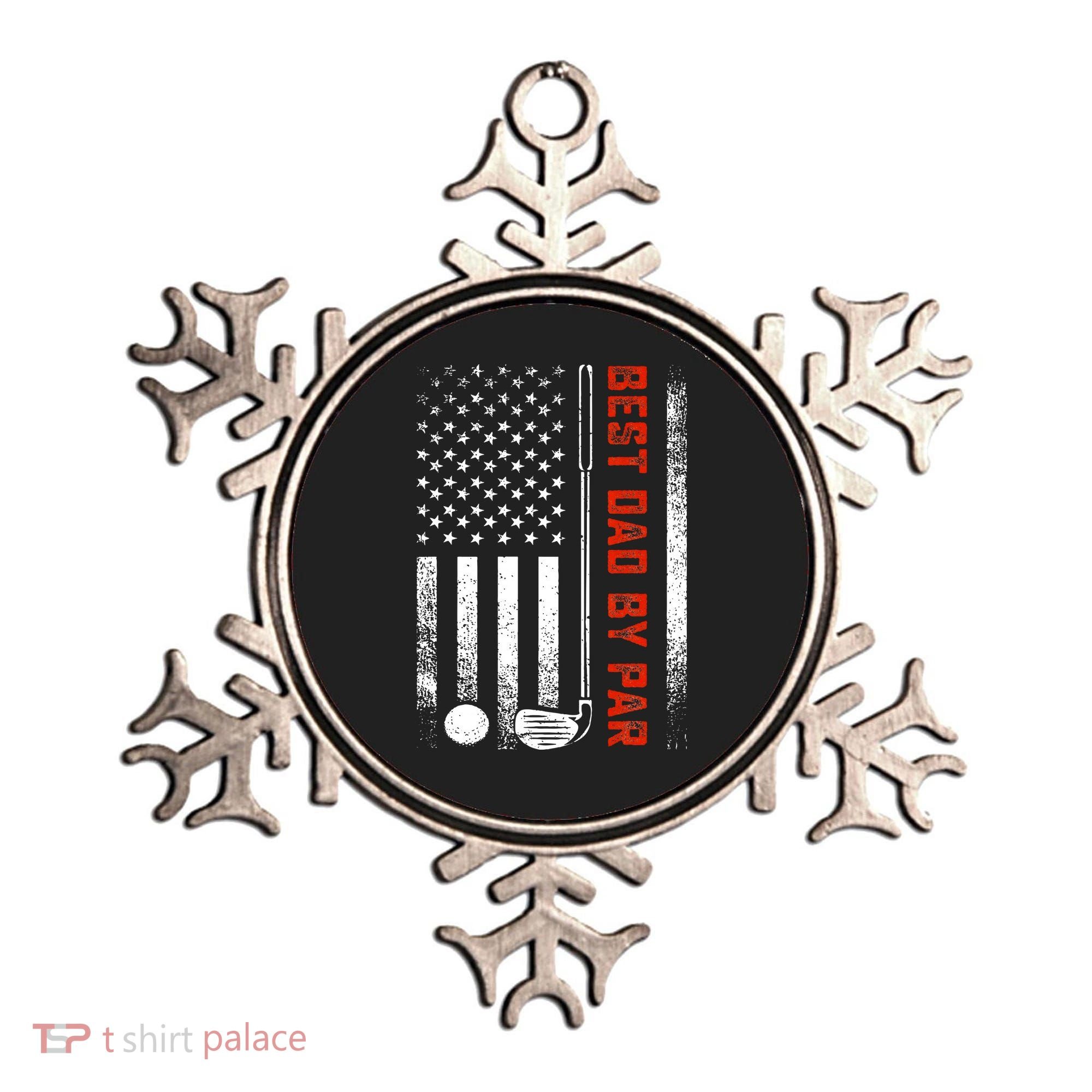 Best Dad By Par Funny Golf Daddy Fathers Day US Flag Gifts Ornament