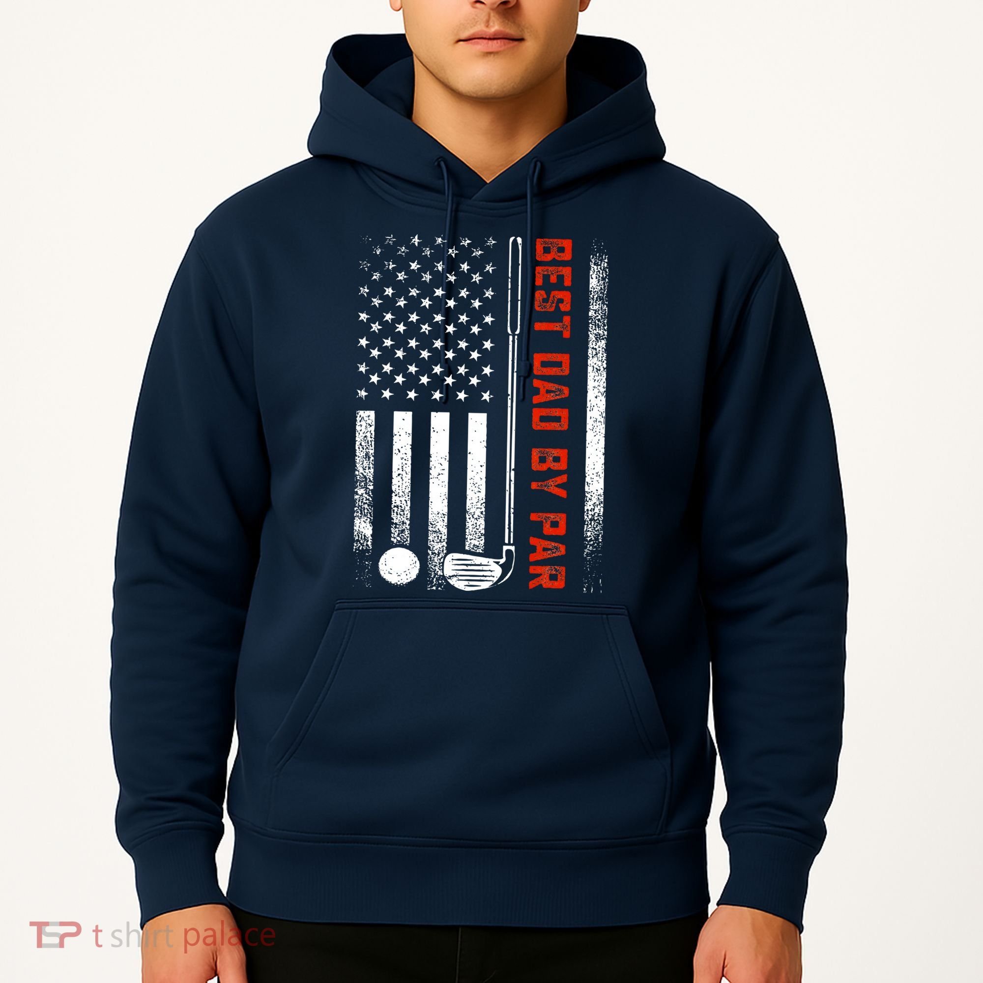 Best Dad By Par Funny Golf Daddy Fathers Day US Flag Gifts Hoodie