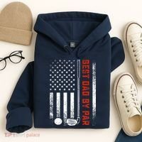 Best Dad By Par Funny Golf Daddy Fathers Day US Flag Gifts Hoodie thumb 4