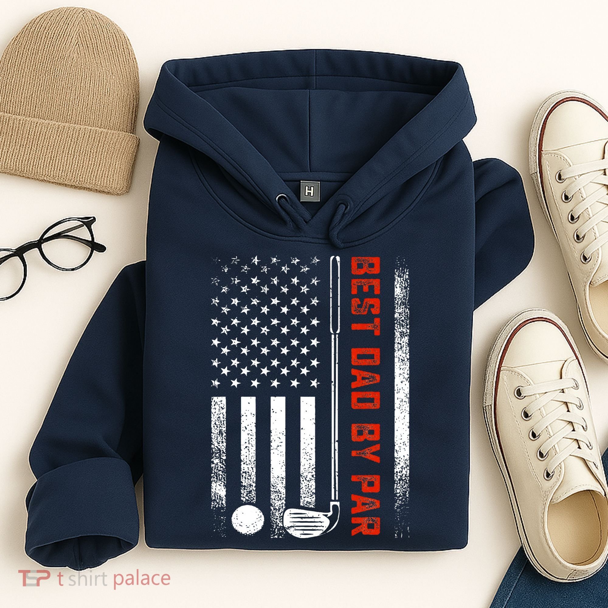 Best Dad By Par Funny Golf Daddy Fathers Day US Flag Gifts Hoodie
