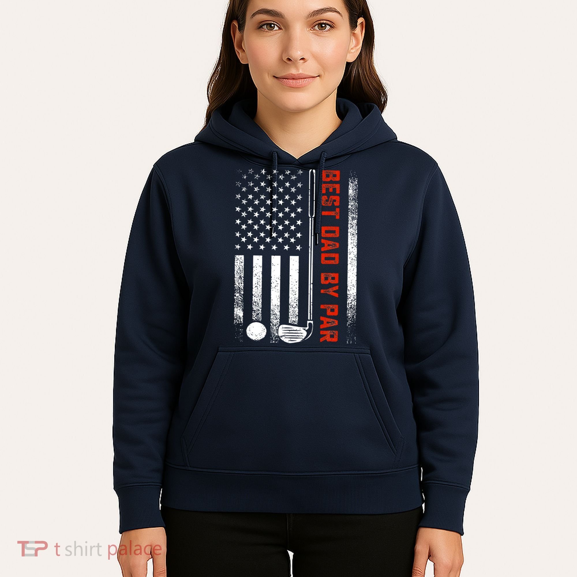 Best Dad By Par Funny Golf Daddy Fathers Day US Flag Gifts Hoodie