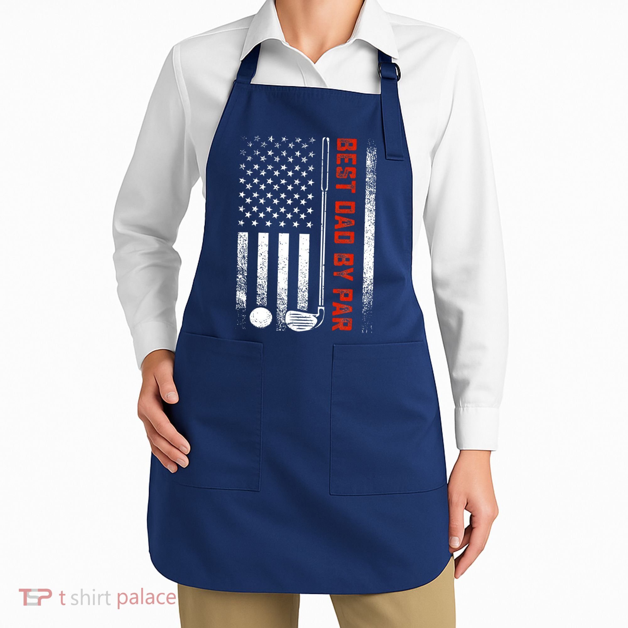 Best Dad By Par Funny Golf Daddy Fathers Day US Flag Gifts Apron