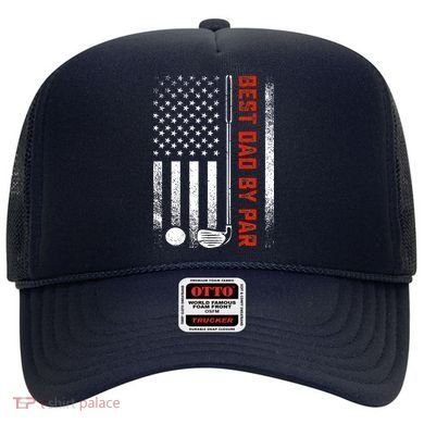 Best Dad By Par Funny Golf Daddy Fathers Day US Flag Gifts Hat