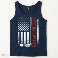 Best Dad By Par Funny Golf Daddy Fathers Day US Flag Gifts Tank Top thumb 2