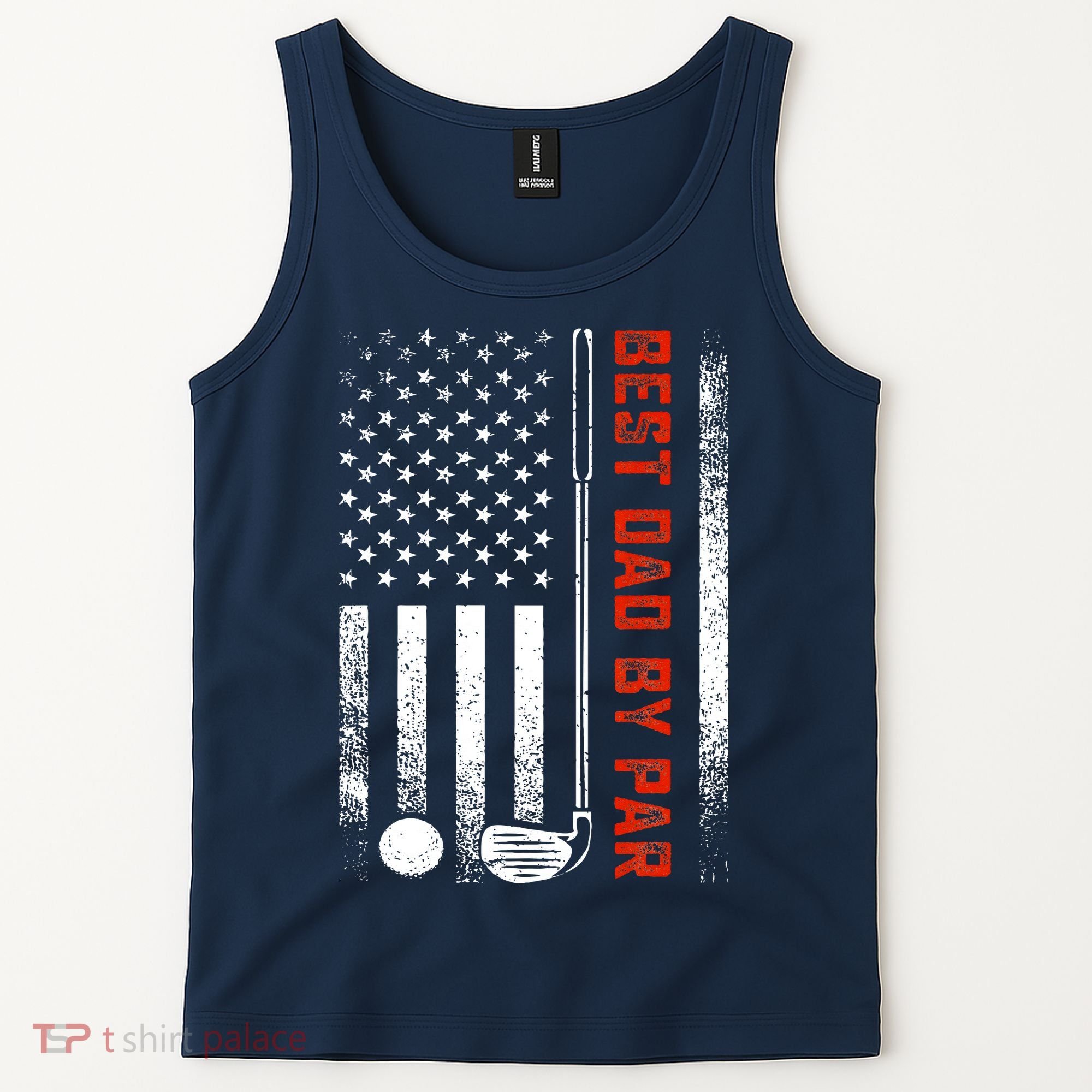 Best Dad By Par Funny Golf Daddy Fathers Day US Flag Gifts Tank Top