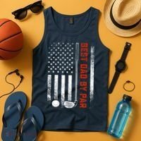 Best Dad By Par Funny Golf Daddy Fathers Day US Flag Gifts Tank Top thumb 4