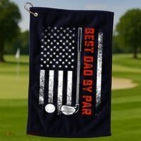 Best Dad By Par Funny Golf Daddy Fathers Day US Flag Gifts Golf Towel thumb 1