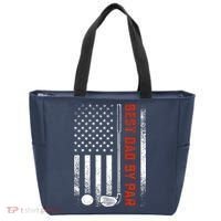 Best Dad By Par Funny Golf Daddy Fathers Day US Flag Gifts Tote Bag thumb 0