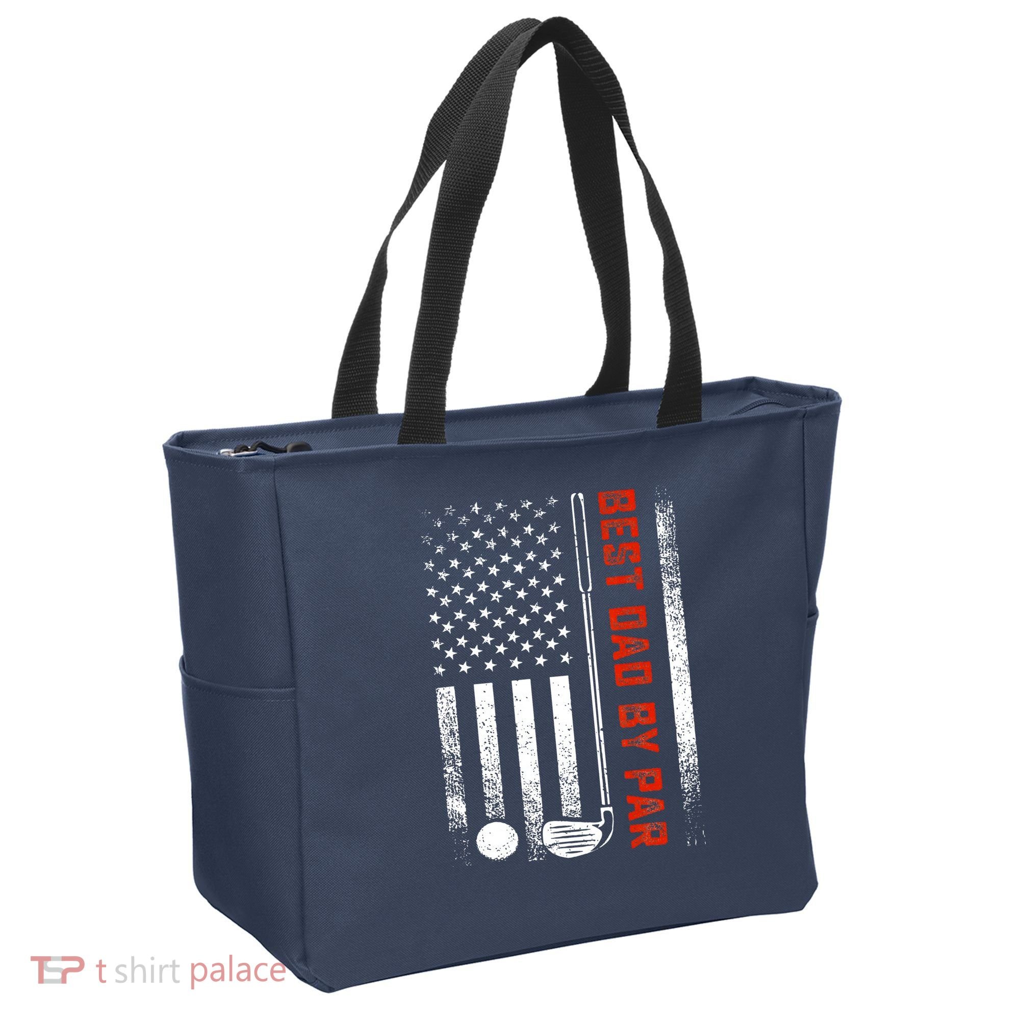 Best Dad By Par Funny Golf Daddy Fathers Day US Flag Gifts Tote Bag