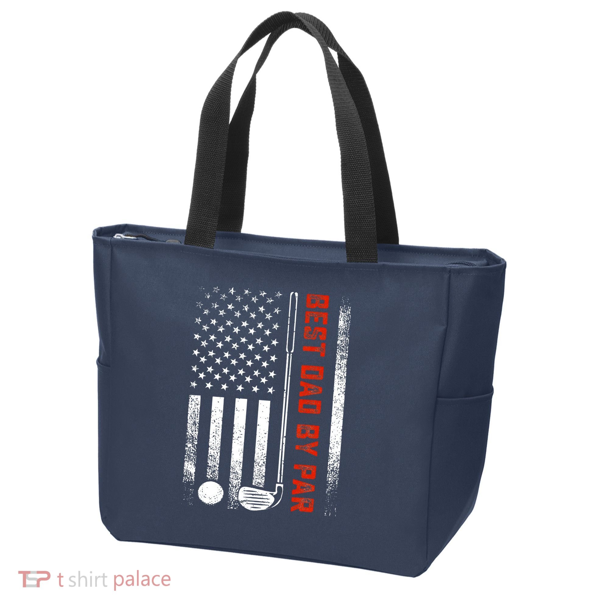 Best Dad By Par Funny Golf Daddy Fathers Day US Flag Gifts Tote Bag
