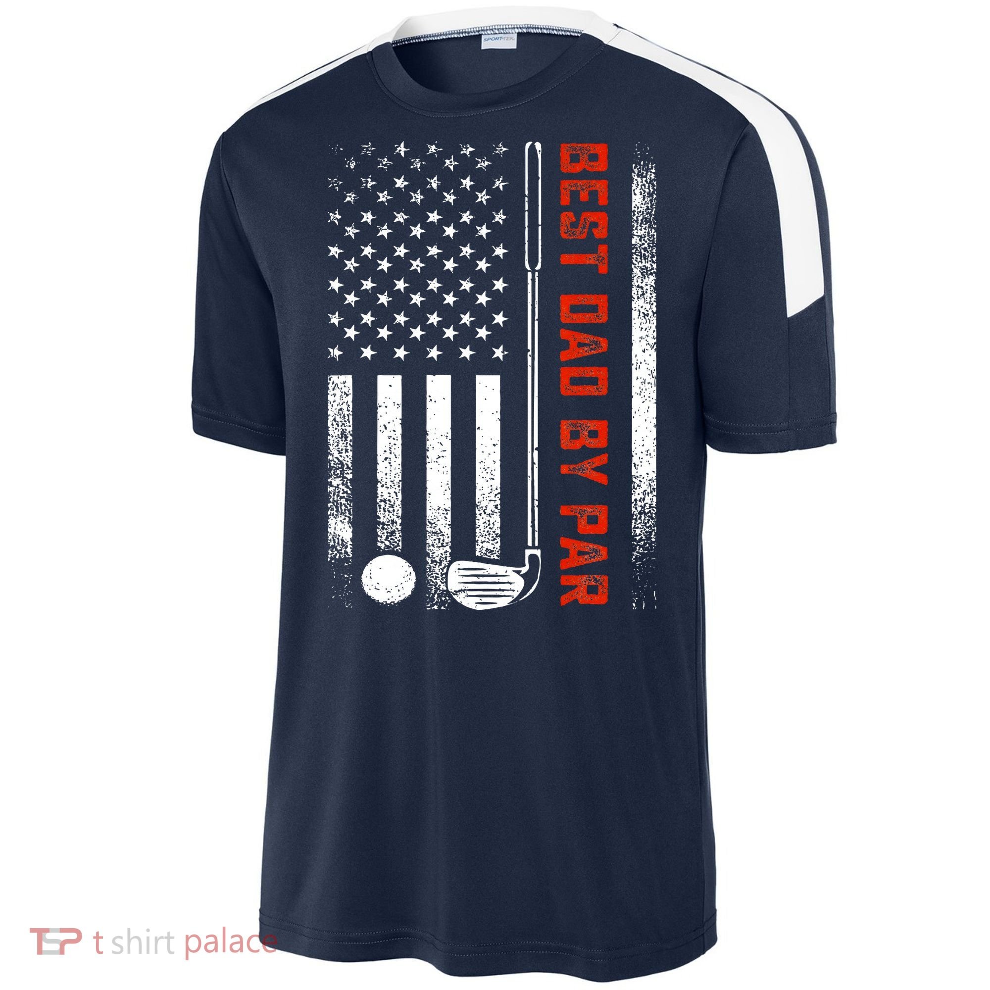 Best Dad By Par Funny Golf Daddy Fathers Day US Flag Gifts Sport-Tek Competitor United Soccer Jersey