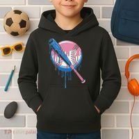 Baseball Drip Bat softball and Baseball sport Player Gift Kids Hoodie thumb 2