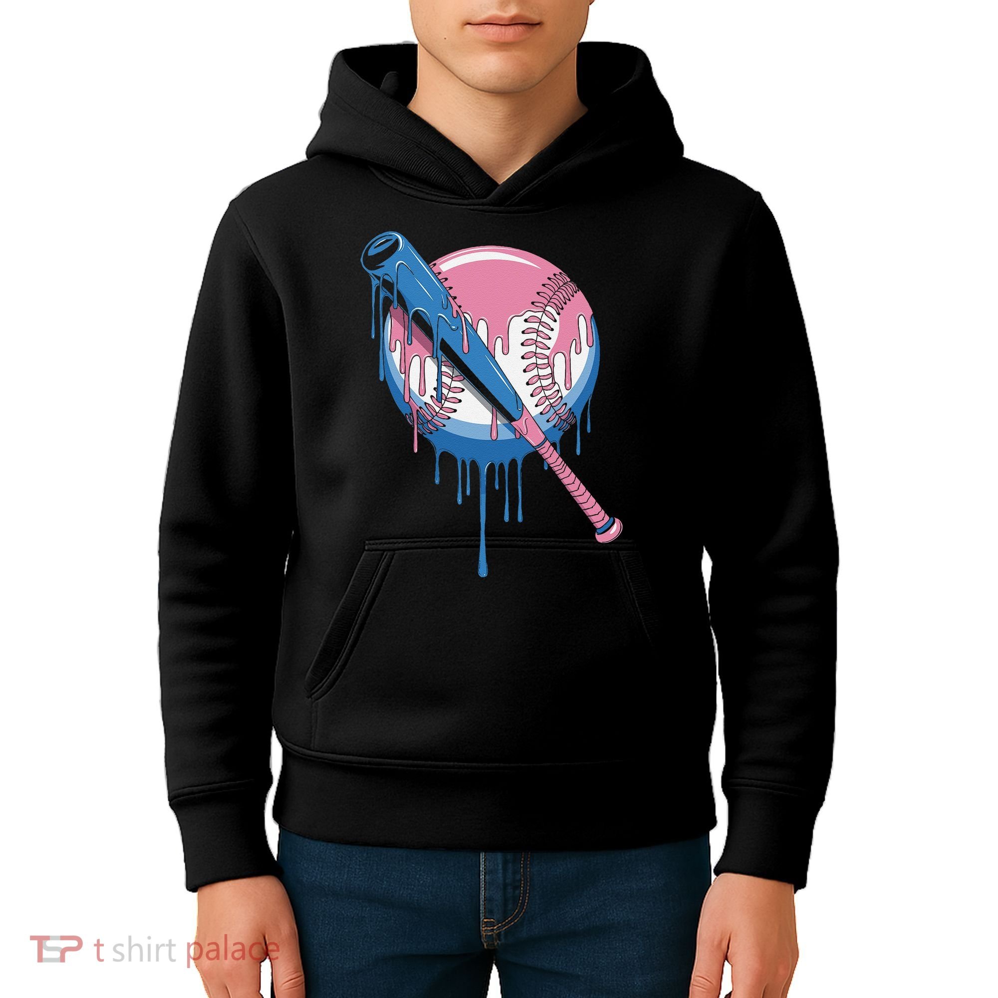 Baseball Drip Bat softball and Baseball sport Player Gift Kids Hoodie