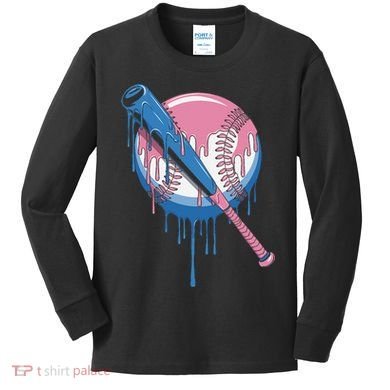 Baseball Drip Bat softball and Baseball sport Player Gift Kids Long Sleeve Shirt