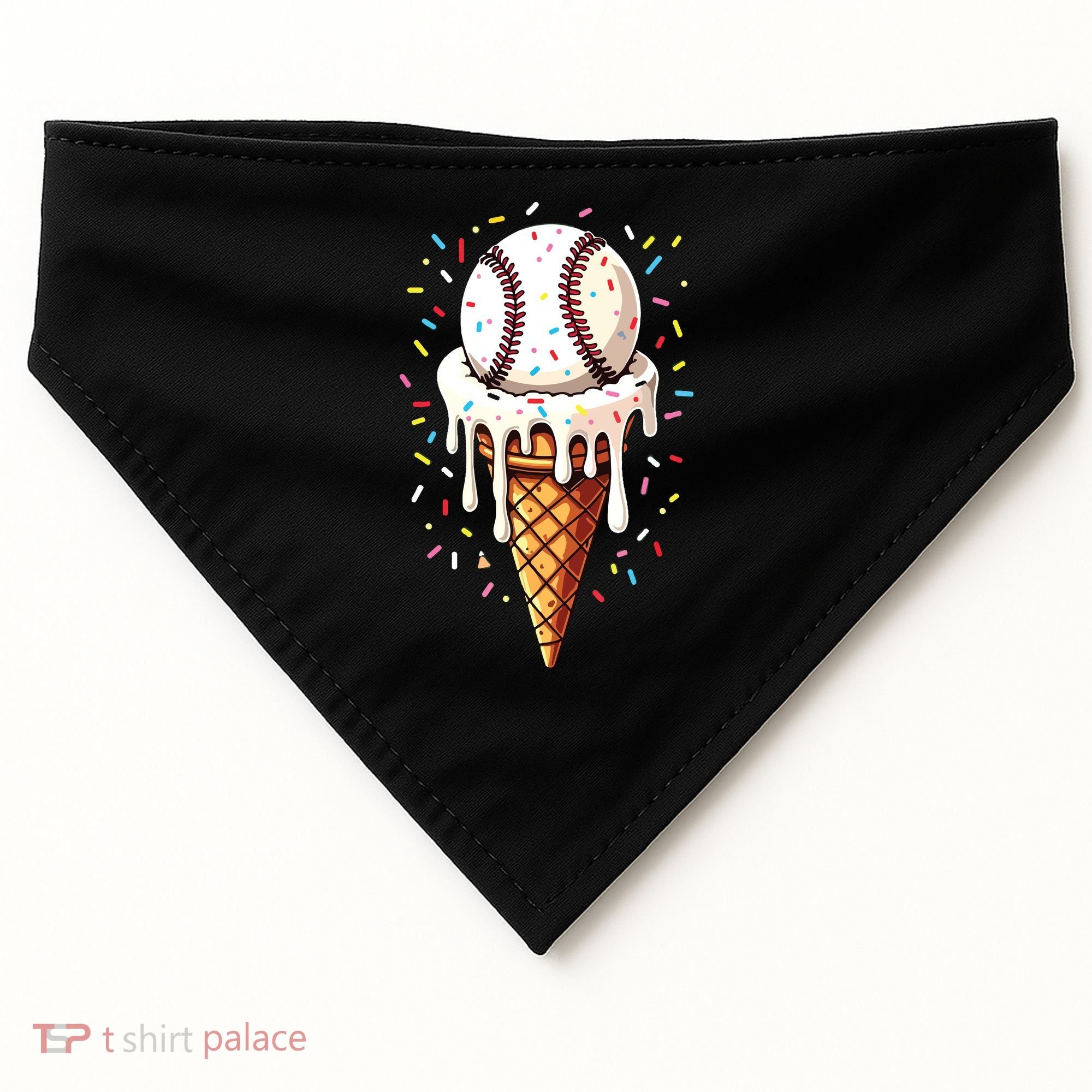 Baseball Drip Boy Ice Cream Cone Drip Baseball USA-Made Doggie Bandana