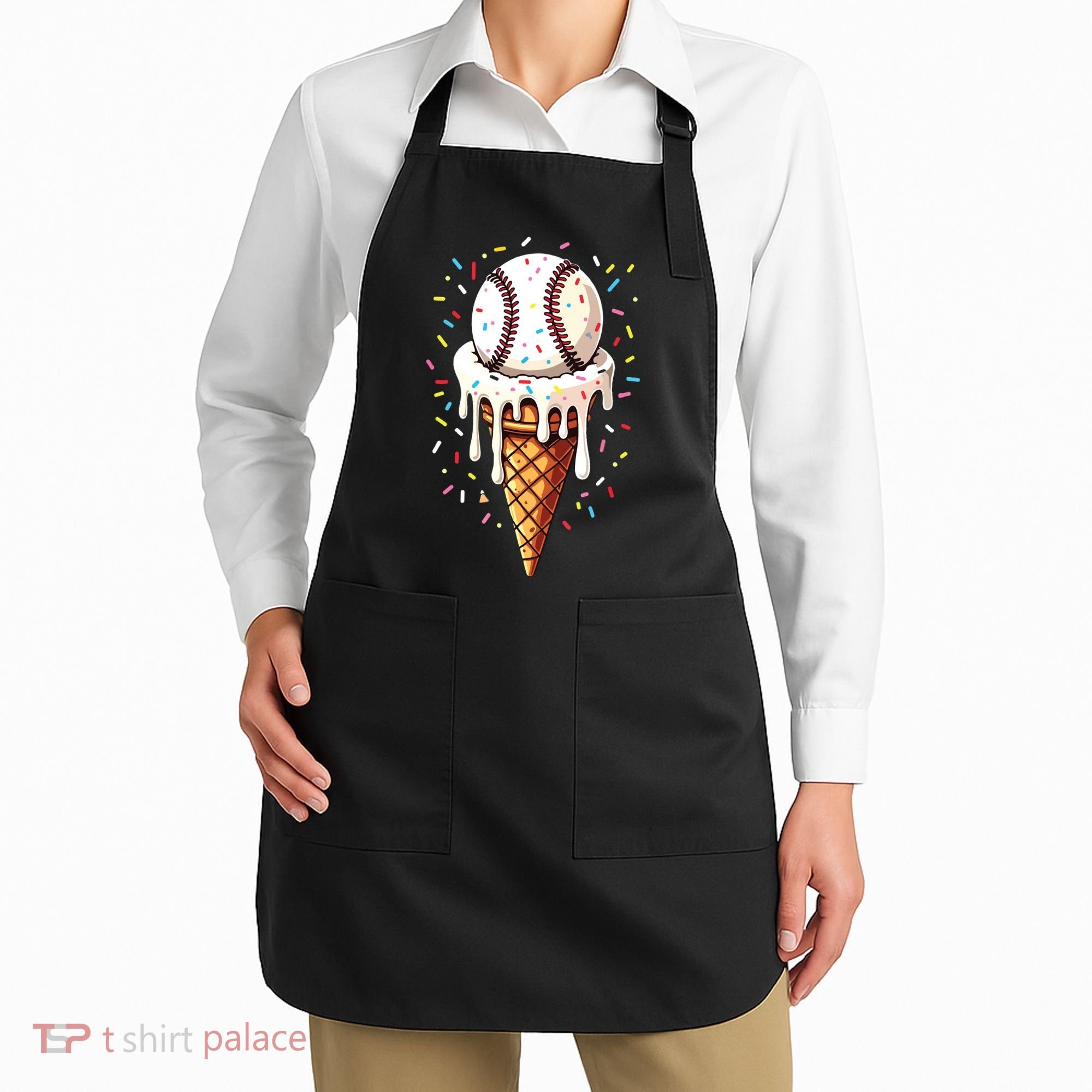 Baseball Drip Boy Ice Cream Cone Drip Baseball Apron